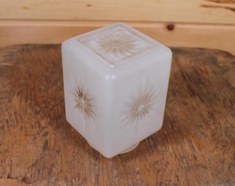 Vintage Art Deco Frosted Glass Square Light Fixture Cover Shade - Retro Home Decor