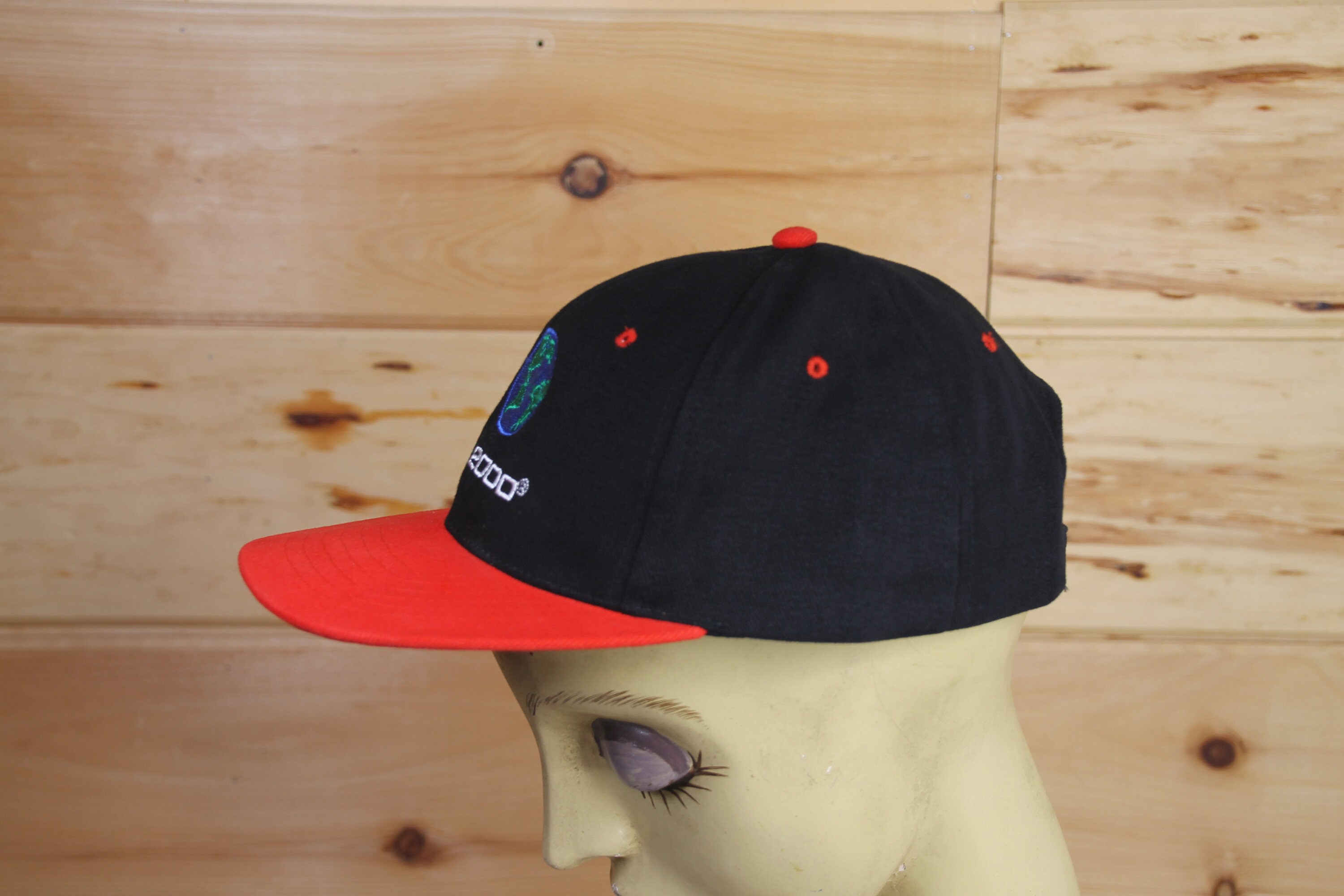 Vintage Year 2000 Millennium Black Strapback Hat Adjustable