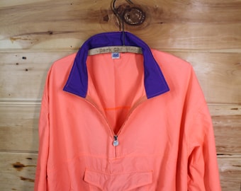 Vintage Asics Beach Volleyball Neon Orange Half Zip Pullover