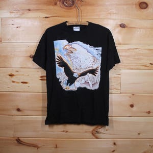 Vintage Bald Eagle Nature Wildlife Bird Black T-Shirt Adult Size Medium