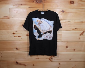 Vintage zeearend natuur Wildlife Bird zwart T-shirt volwassen maat Medium