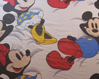 Sábana ajustable individual vintage de The Walt Disney Co. con diseño de Mickey Mouse y Minnie Mouse