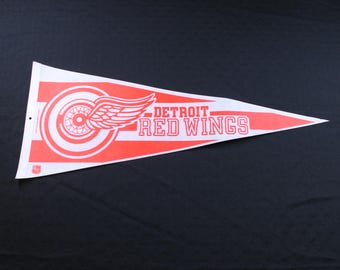 Decoração de casa para sala de jogos com flâmula do time de hóquei da NHL Detroit Red Wings vintage