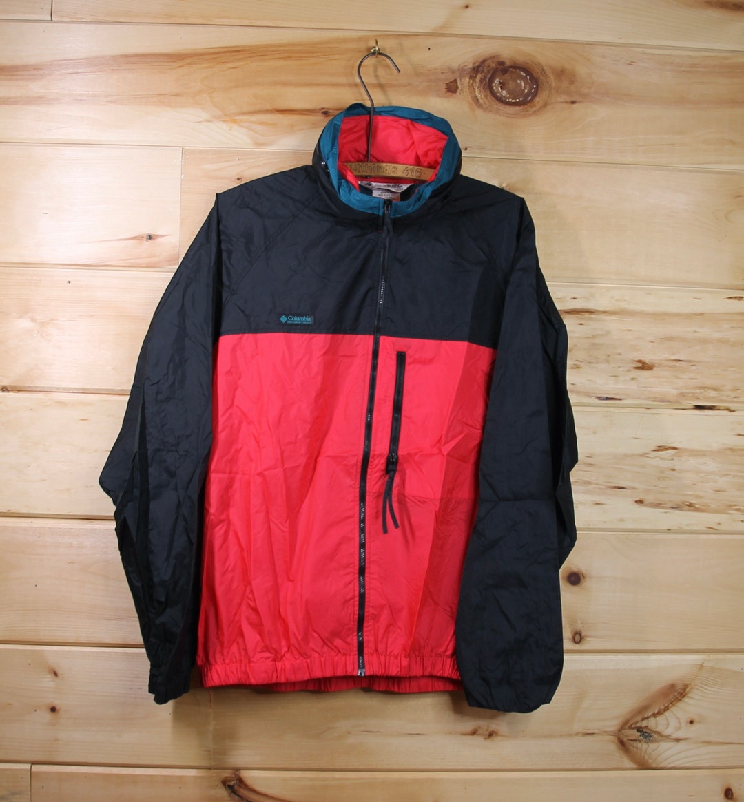 Vintage Columbia Full Zip Red and Black Light Jacket Men Adult