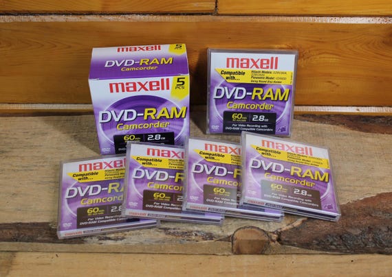Vintage Maxell DVD-RAM Camcorder Disks - Pack of 5 New Old Stock