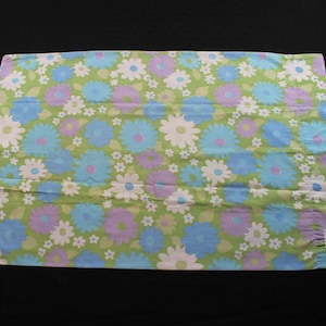Vintage Purple with Green, Blue and White Flower Floral Hippie Pattern Pillowcase