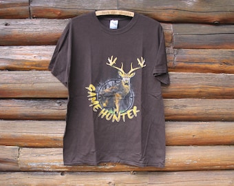 Vintage Game Hunter Deer Natur Wildtiere Braun T-Shirt Erwachsene Größe L