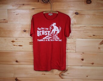 Camiseta roja vintage Disney Parks Y2K Expedition Everest Yeti Roller Coater Ride, talla mediana para adulto