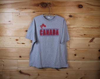 Vintage Team Canada Grey Hockey T-Shirt Adult Size XL