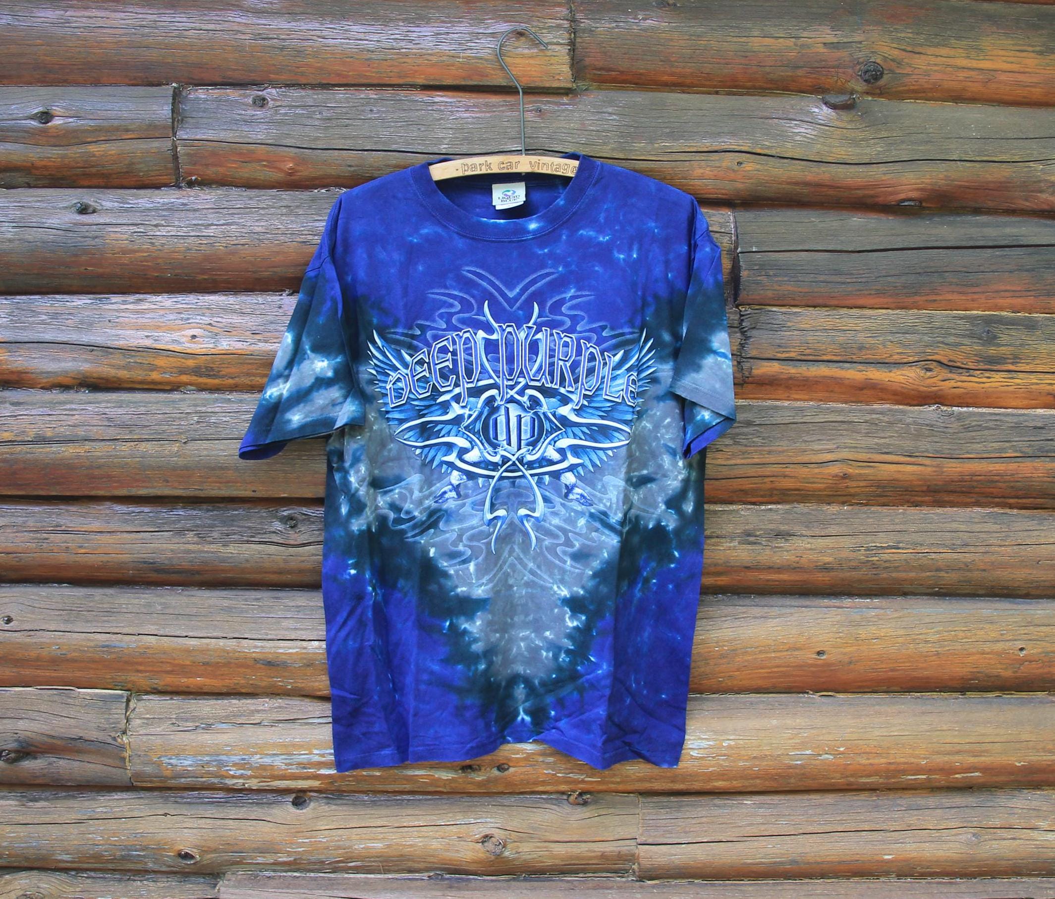 Vintage Deep Purple Liquid Blue Tie Dye Rock Band Concert Tour