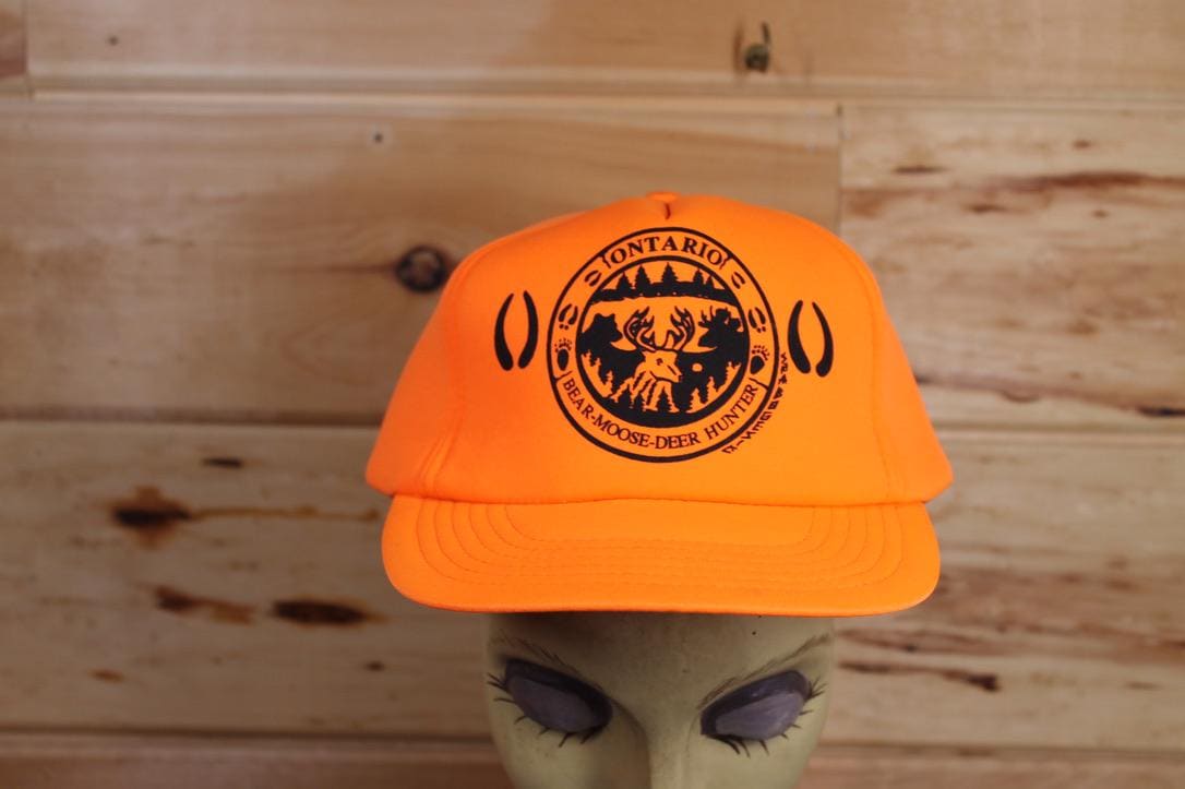 Casquette Snapback Vintage Lamperts Lumber Chasse Cerf Orange Fluo - Années 90, Neuve Sans étiquette