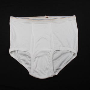 Vintage Fruit Of The Loom White Underwear Briefs Adult Size 3XL 50-52 Front Flap Unworn Condition