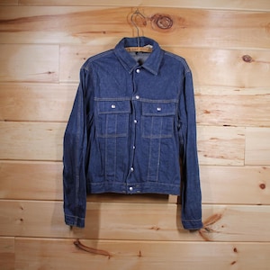 Vintage Sears Selvedge Denim Jean Button Up Long Sleeve Collared Jacket Shirt Adult Size Large