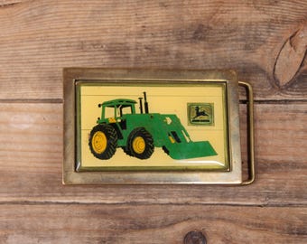 Boucle De Ceinture Vintage John Deere - En Laiton - Style Tracteur Rétro - Pièce De Collection