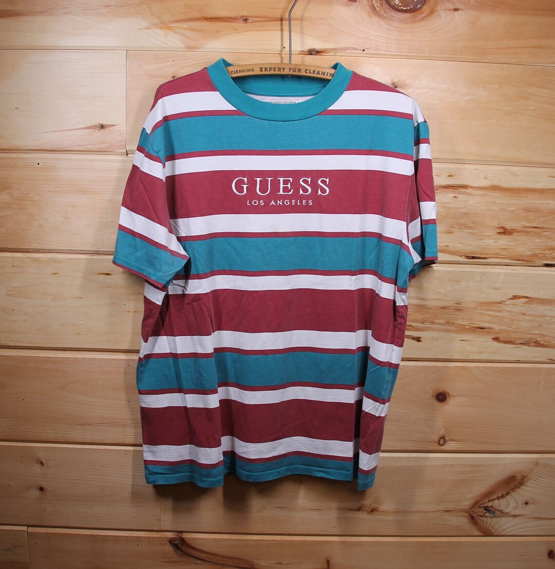 Vintage Guess Jeans Los Angeles Striped T shirt Adult Size Medium Etsy Canada