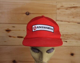 Gorra vintage Ainsworth con parche rojo, ajustable, talla para adultos