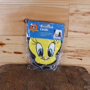 Funda para reposacabezas de asiento de coche con diseño de Tweety Bird de Looney Tunes vintage, nueva en paquete, año 1999