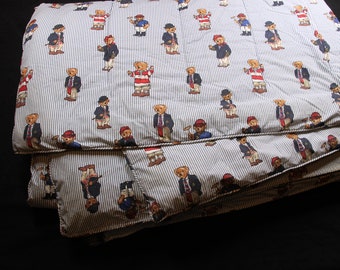Vintage POLO Ralph Lauren Bear All Over Print Comforter Blanket Twin Size Etsy
