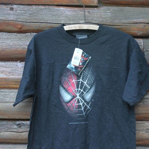 Vintage Spider-Man 3 Split Face Movie Promo Black T-Shirt Adult Size Medium NWT image 2