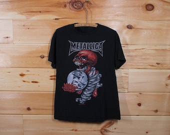 Vintage 90's METALLICA Pushead Rebel Skull Yin Yang T-shirt Double