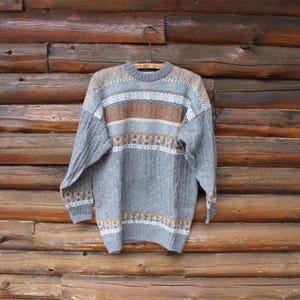 Vintage Lomond Scottish Wool Pullover Knit Grey Sweater Adult Size Medium