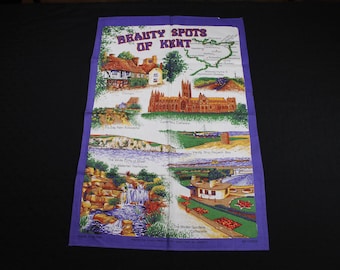 Vintage Beauty Spots of Kent UK Souvenir Kitchen Tea Towel - Retro Home Decor