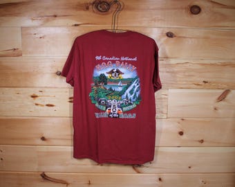 Vintage Harley Davidson Owners Group HOG Penticton BC Maroon Biker T-Shirt Adult Size Medium