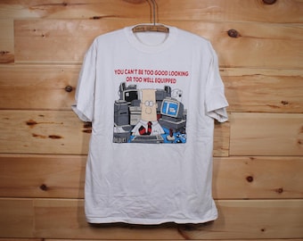 Vintage Dilbert Scott Adams Cartoon White Single Stitch T-Shirt Adult Size XL