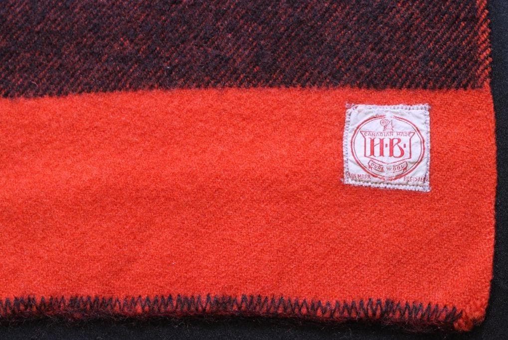 Vintage HB Horn Bros. Canadian Made Pure Wool Red Blanket With