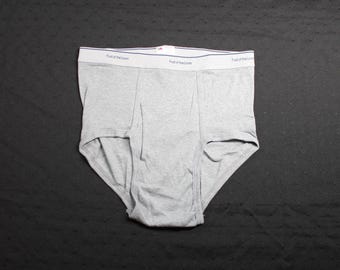 Calzoncillos vintage Fruit Of The Loom grises para adultos, talla mediana, solapa delantera, sin usar