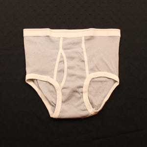 Vintage gris pin bleu deux tons sous-vêtements slip taille adulte grand rabat avant jamais porté