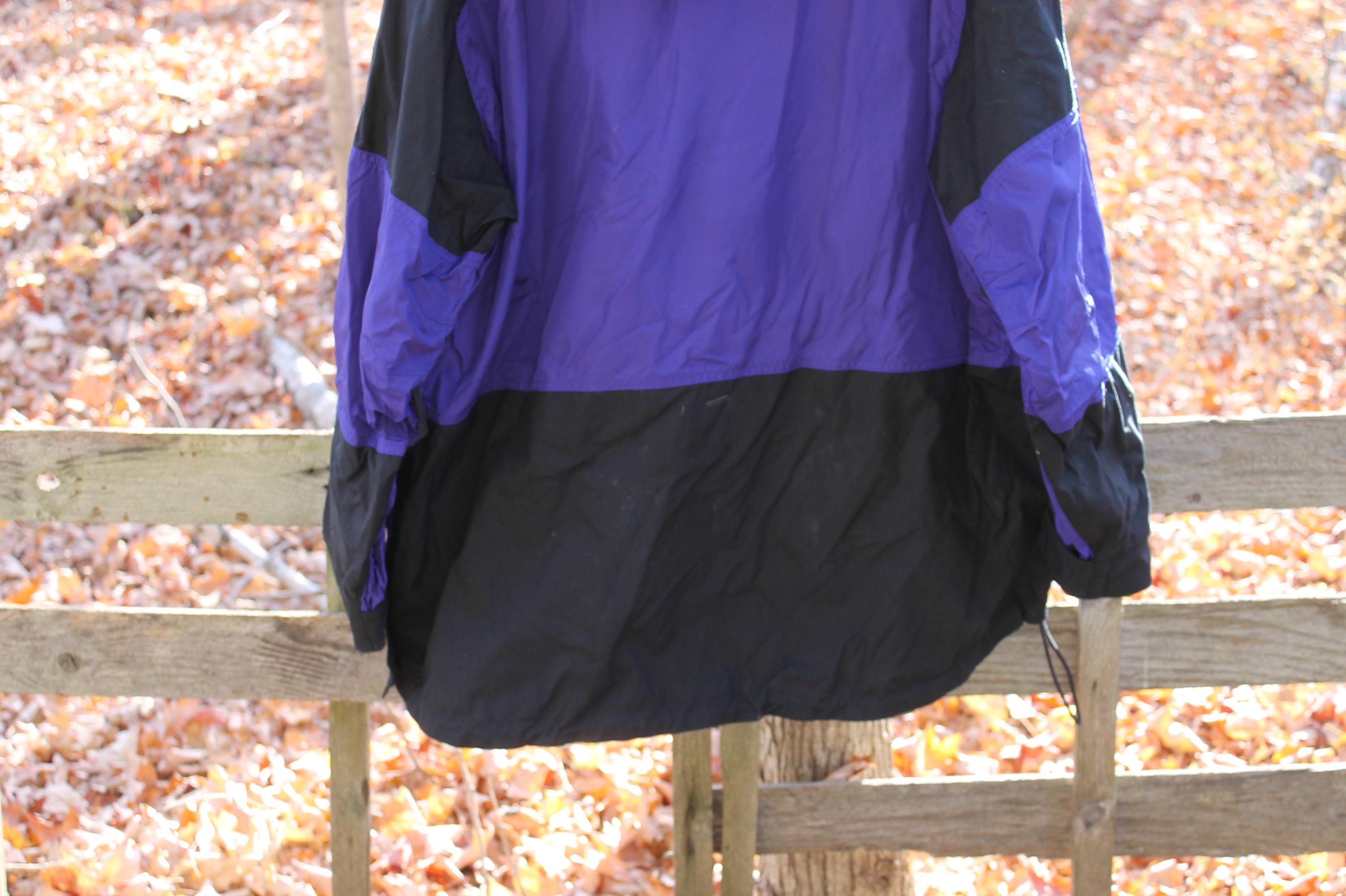 Vintage Eddie Bauer EBTEK Black and Purple Pullover Hooded Jacket