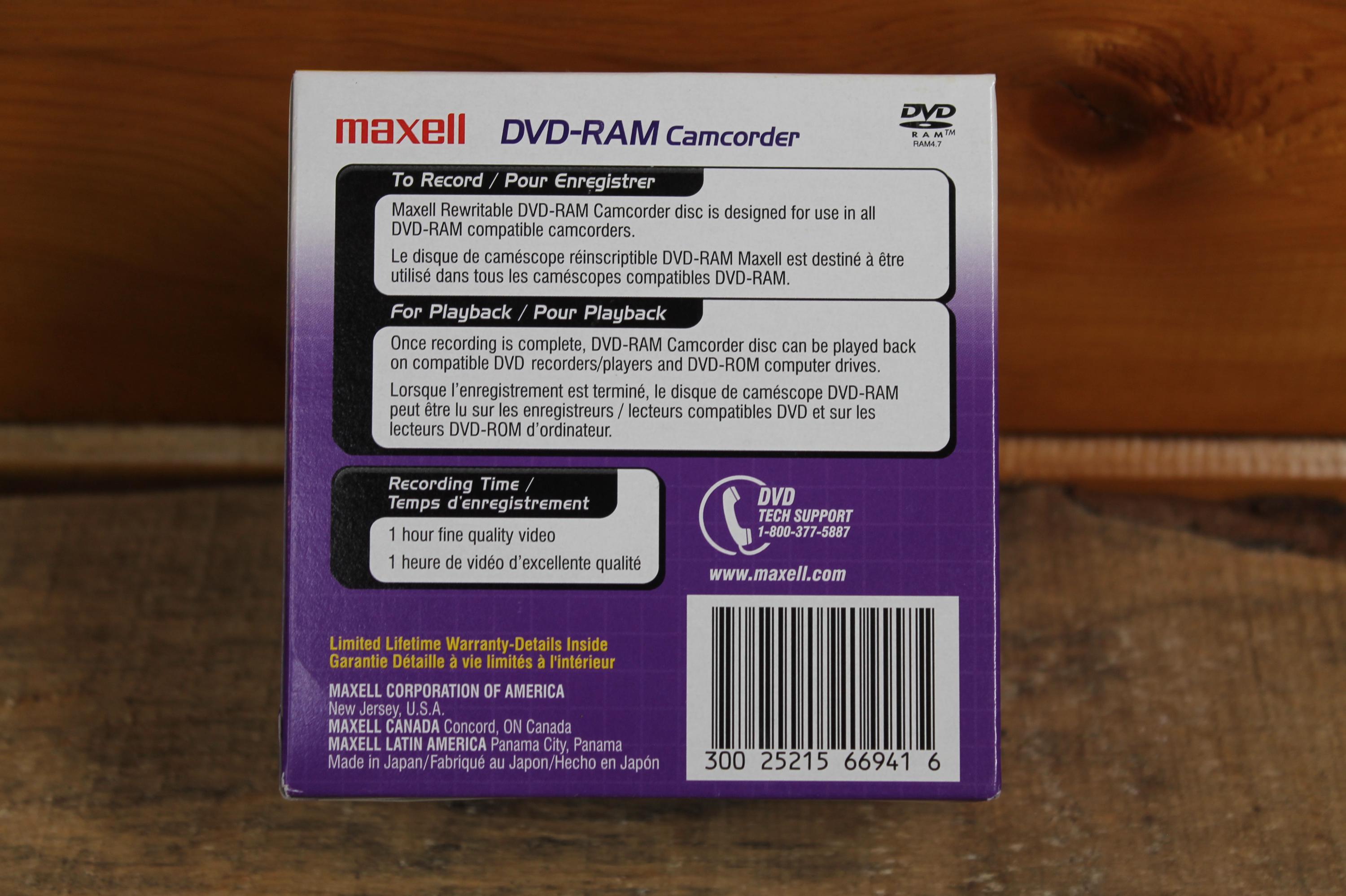 Vintage Maxell DVD-RAM Camcorder Disks - Pack of 5 New Old Stock
