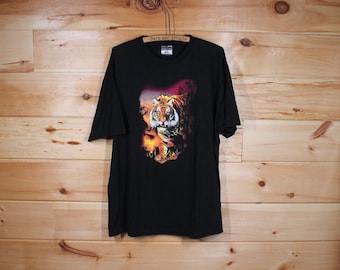 Koszulka Vintage Tiger Big Cat Nature Wildlife w kolorze czarnym, rozmiar dla dorosłych XL