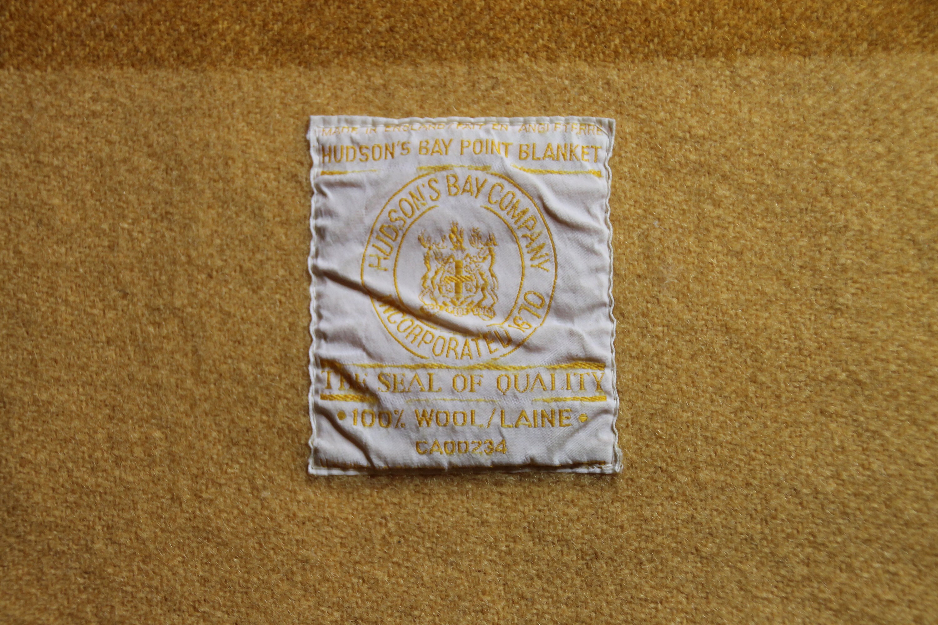 Vintage 1950 s Hudson s Bay 4 Point Wool Harvest Gold Striped Blanket Made in England Etsy Canada