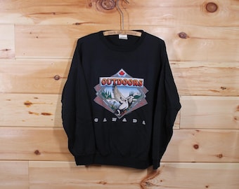 Vintage Outdoors Canada Stockente Ente Natur Schwarz Sweatshirt Erwachsene Größe Medium