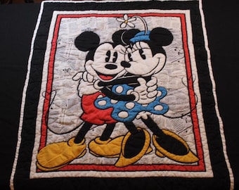 Vintage Baby Disney Mickey Mouse and Minnie Mouse Cute Baby Crib Blanket