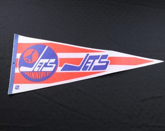 Vintage Winnipeg Jets NHL Hockey Team Pennant Game Room Home Decor