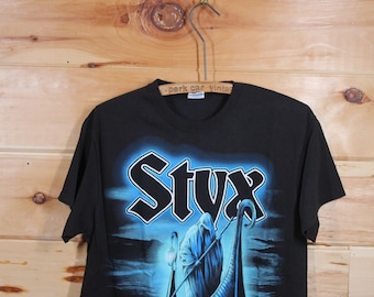 Vintage STYX Rock Band Concert Tour Black T-shirt Adult Size