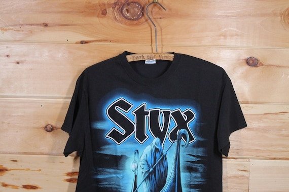 Vintage STYX Rock Band Concert Tour Black T-shirt Adult Size