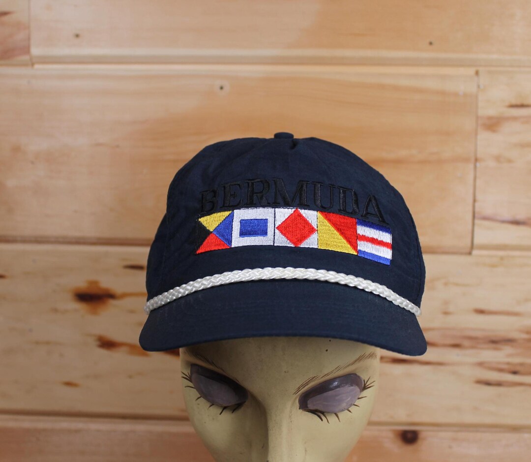 Vintage Bermuda Nautical Blue Beach Rope Hat Adjustable Adult Size - Etsy