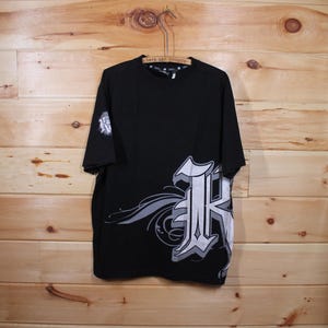 Vintage Karl Kani Black Wrap Around Print 90s Hip Hop T-Shirt Adult Size L (fits XL)