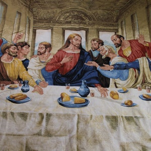 Vintage The Last Supper Blanket Quilted Tapestry Wall Art Quilted Throw
