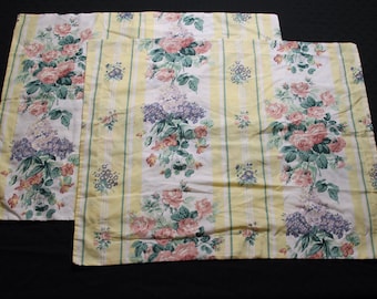 Vintage Pair Of Yellow with Flower Floral Pattern Pillow Case Pillowcases Pillow Shams