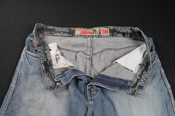 90’s hiphop tribal streetwear 極太 jeans Vintage 90s Tribal Hip Hop Graffiti Skate Denim Blue Jeans Adult