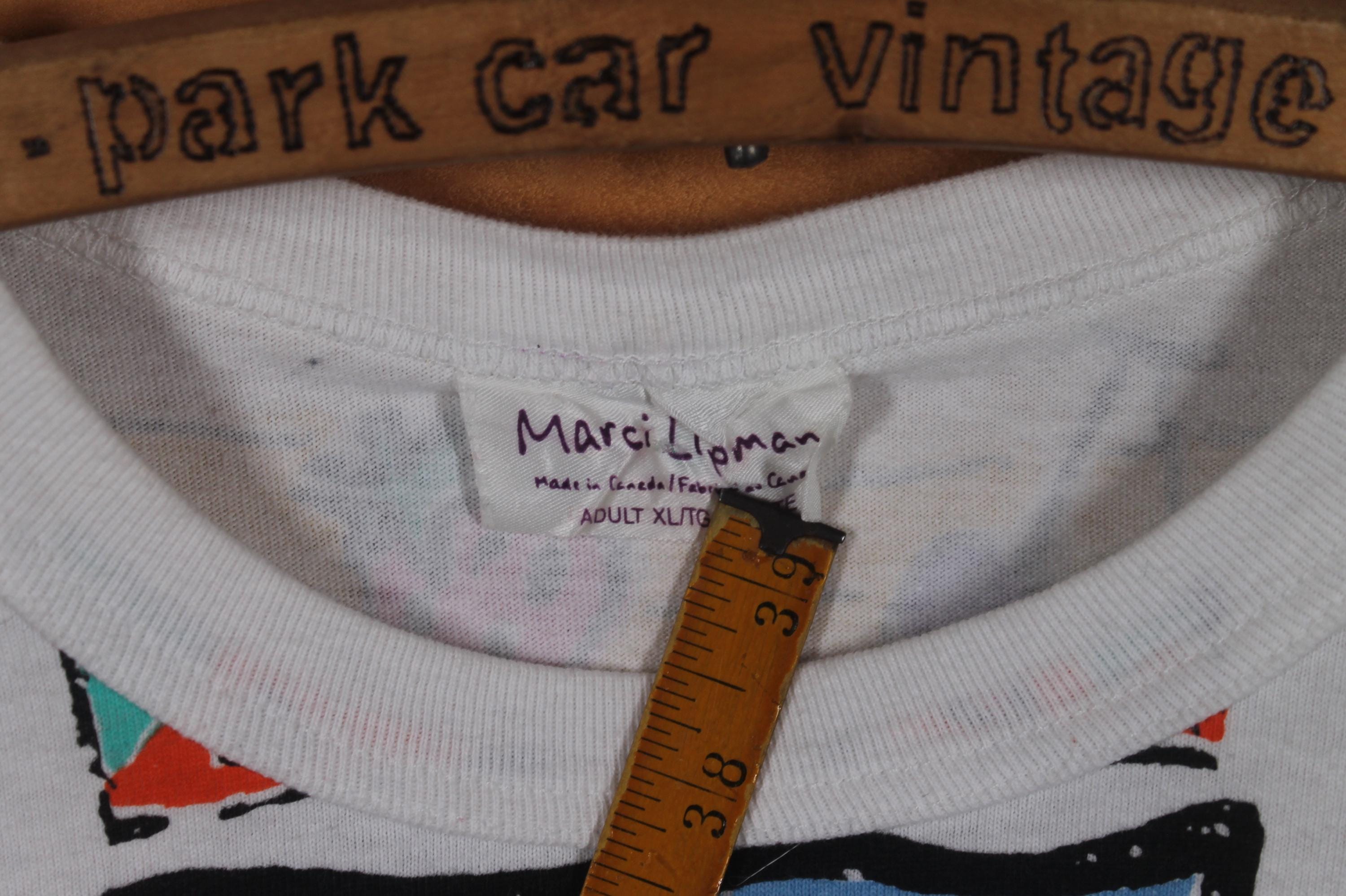 Vintage Marci Lipman Summer Fun Funky Art All Over Print T-shirt