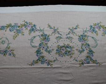 Prześcieradło Vintage Tastemaker Blue Flower Floral Pattern Country Home Flat Bed