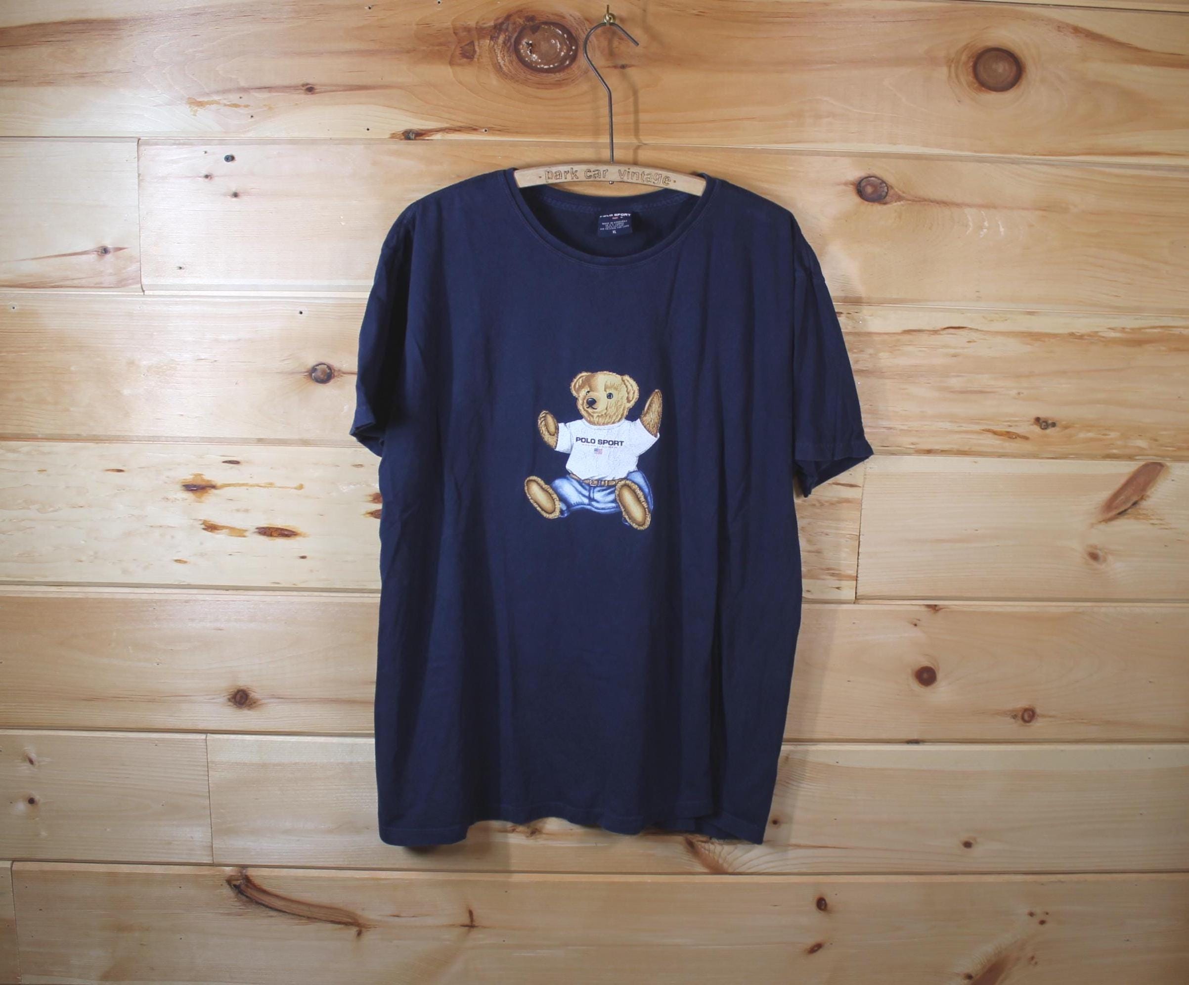 Vintage Polo Sports Ralph Lauren Teddy Bear Blue T-shirt Adult