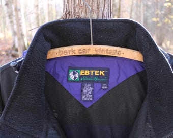 Vintage Eddie Bauer EBTEK Black and Purple Pullover Hooded Jacket