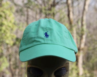 Vintage Polo Ralph Lauren Green Strapback Hat Adjustable Adult Size